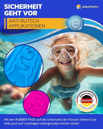 Дитячі ласти AQUAZON Joy для плавання і снорклінгу, легкі, супереластичний матеріал, рожеві, розмір 28-35