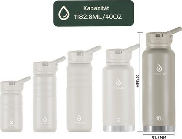 Вакуумна пляшка для води IDEUS 1140 мл, нержавіюча сталь, подвійна стінка, спортивна металева фляга з герметичною кришкою, жовта