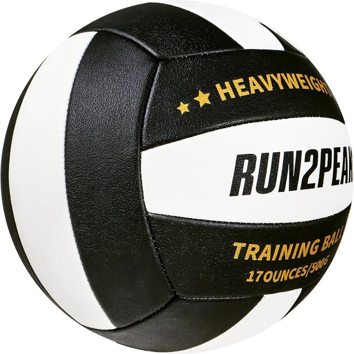 Волейбольний м'яч RUN2PEAK 0,5 кг, розмір 5, для тренувань, сеттер, чорний/білий