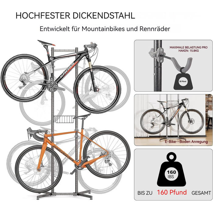 Підставка для велосипедів CXWXC на 4 велосипеда, до 70 кг, для гаража, дому, вулиці