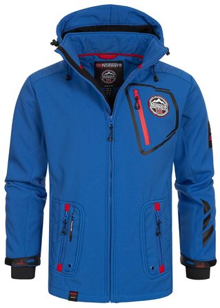 Чоловіча тактична куртка Geographical Norway Tacebook водонепроникна та дихаюча з капюшоном, демісезонний outdoor піджак для походів та гір, королівський синій, розмір L