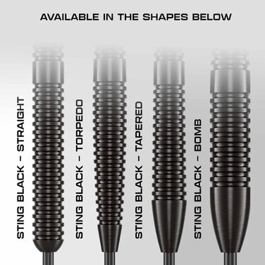 Дарти KOTO Sting Black 22г, сталеві, 90% Tungsten, комплект (3 шт) + пір'я та штоки