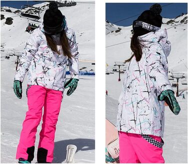 Жіночий сніговий комбінезон HOTIAN: водонепроникний, вітронепроникний, теплий, для катання на лижах, сноуборді, походів та альпінізму. SMN M 2colorful+white