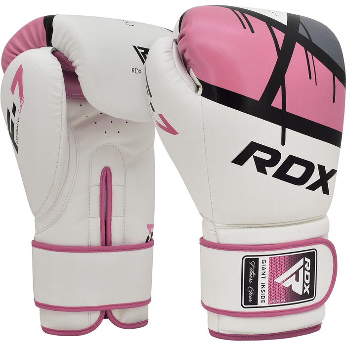 Жіночі боксерські рукавички RDX для муай-тай, кікбоксингу та MMA, рожеві, шкіра Maya Hide, для тренувань із боксерською грушею, 8-12 oz