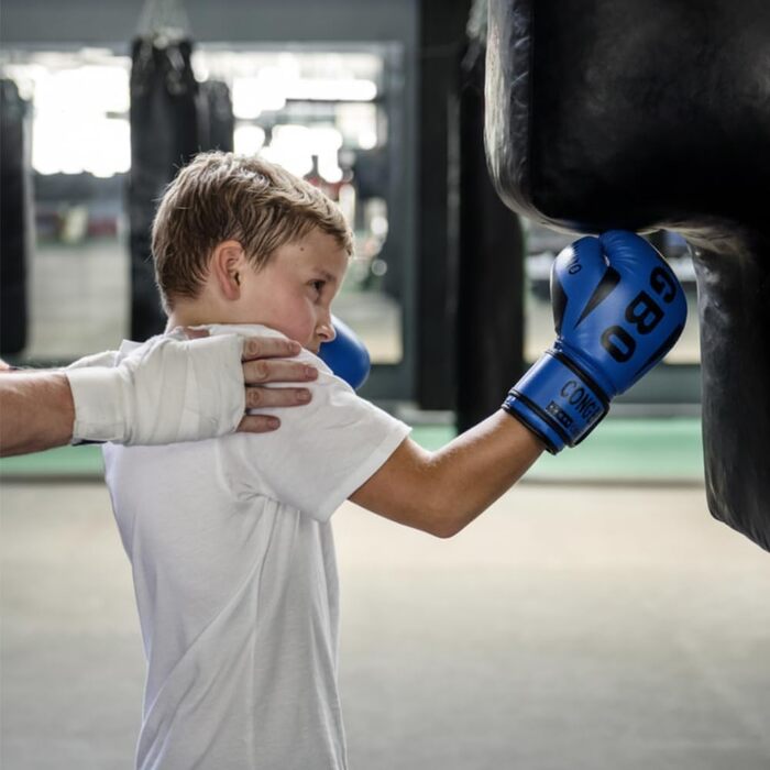 Боксерські рукавички для дітей 3-12 років, 6 oz, синій. Рукавички для спарингу та тренувань, PU шкіра