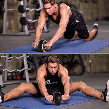 Ролер для пресу Retoo, тренажер для живота, чорний. Силове тренування вдома та в спортзалі