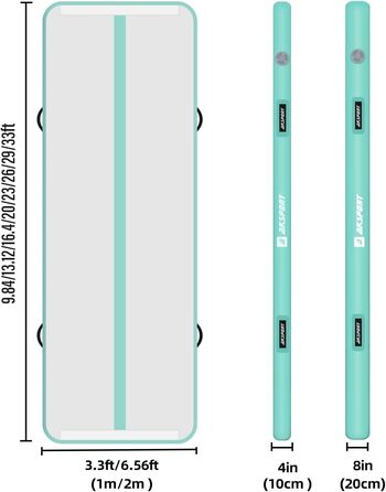 Гімнастичний надувний мат AKSPORT Air Matte Track 3/4/5/6 м, 10/20 см, з насосом для дому, тренувань, залу, черлідингу
