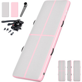 Гімнастичний надувний мат, 3 м, для гімнастики, фітнесу, йоги, бойових мистецтв, пляжу, 10'x3.3'x4' (300x100x10 см), Рожевий