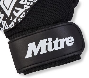 Воротарські рукавички Mitre Magnetite, футбольні, високий комфорт, чорні/сині/жовті, розмір 10/9, чорні/білі