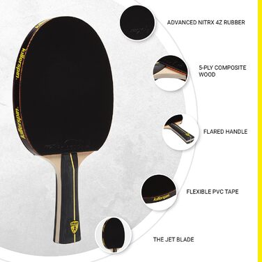 Пінґ-понґна лопатка Killerspin Jet Black - для початківців та професіоналів, зручна ручка, чорний колір