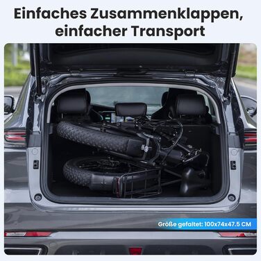 Електровелосипед складаний Touroll S1 20x4.0 дюйма, 48В 15.6Аг, фетбайк для бездоріжжя, пляжу та снігу, 100 км запас ходу, 60Нм мотор, 7-ступеневий, для чоловіків