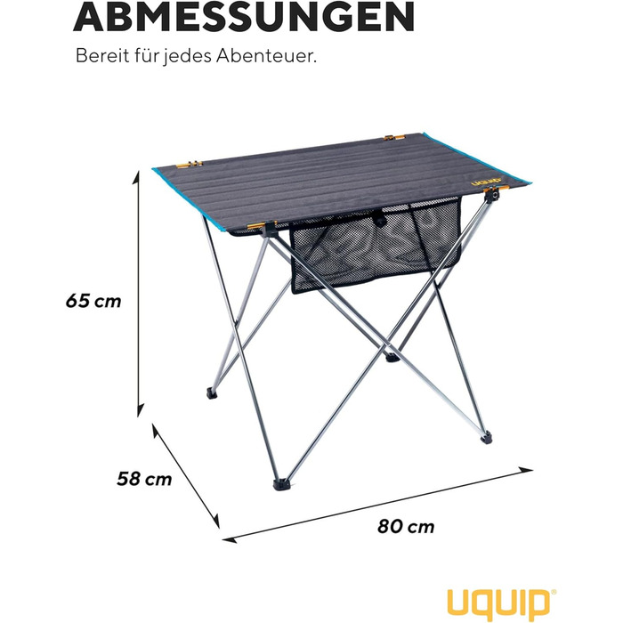 Стіл кемпінговий Uquip Liberty L Grey 58x65x80 см - алюмінієвий складаний стіл для пікніка, кемпінгу, фестивалів та саду (вантажність 30 кг)