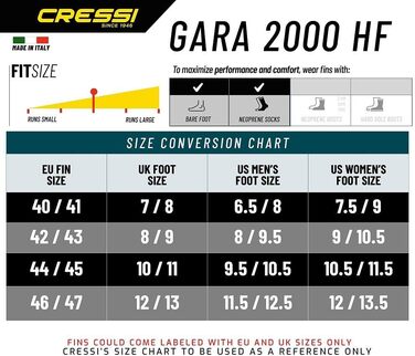 Ласти Cressi Gara 2000 HF чорні 40/41 для апное та фрідайвінгу