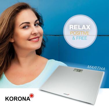 Цифрова скляна вага Korona Martha XXL, 40 см, 200 кг, срібляста
