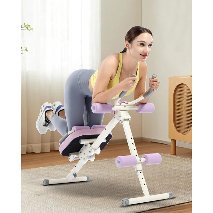 Тренажер для пресу GuuG: компактний складний фітнес-тренажер для дому, фітнес-обладнання для пресу, абдомінальна машина, для чоловіків та жінок, фіолетовий