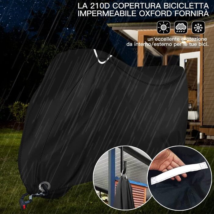 Водонепроникний чохол для велосипеда з щільного оксфордського полотна з кільцями для замка, ПУ-покриття, 200 x 110 x 90CM, з сумкою для зберігання, для зовнішнього використання