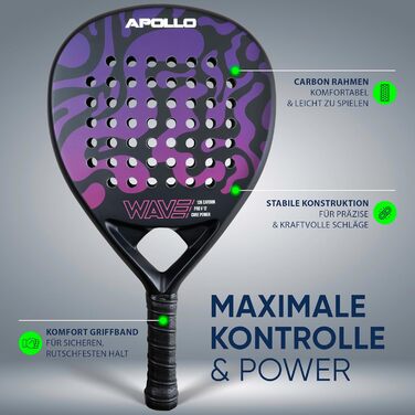 Ракетка для паделу Apollo 12K Carbon Purple - професійна ракетка для гри в падел для чоловіків та жінок, карбон 12K