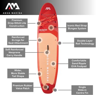 SUP дошка Aqua Marina Rundum надувна, комплект (червона) - для початківців