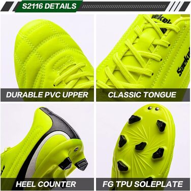 Дитячі футбольні бутси FG для хлопчиків та дівчаток, розмір 31 EU, S2116, лимонно-жовтий колір