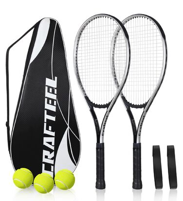 Набір тенісних ракеток 2 шт. для сім'ї та початківців, 27 дюймів, для гри на відкритому повітрі