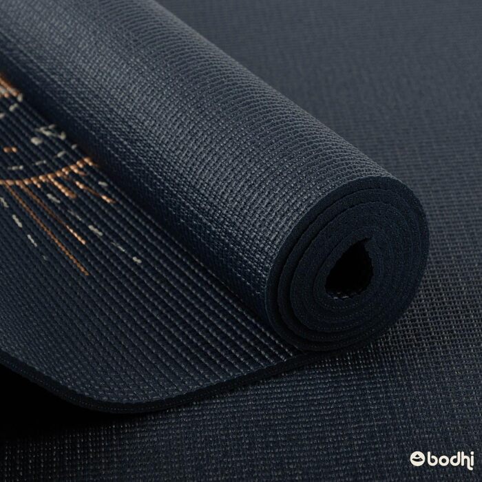 Йога мат Bodhi Leela Collection | Нековзна спортивна мат | Безпечна та миюча мат | PVC мат для йоги, пілатесу та гімнастики (Lunalign, темно-синій)