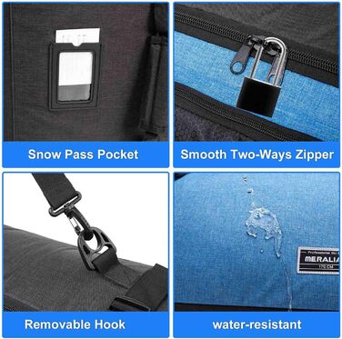 Чохол для сноуборду на колесах, валіза для сноуборду та чоботи, 160 см, блакитний