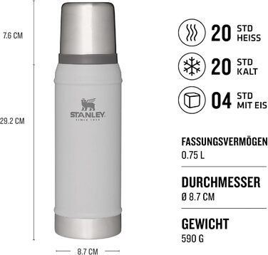 Термос Stanley Classic Legendary, нержавіюча сталь, 1 л, тримає тепло/холод до 48 годин, BPA-free, для напоїв, підходить для посудомийної машини