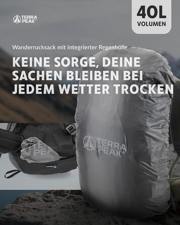Рюкзак Terra Peak для туризму з вентильованою спинкою, 20/30/40 л, кріпленням для питної системи та дощовиком, міський і трекінговий рюкзак з поясом для стегон