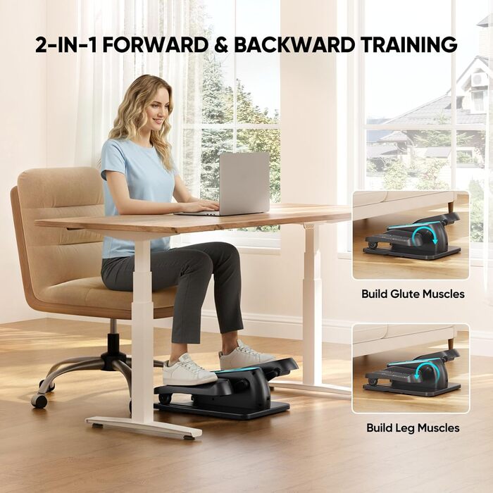 Електричний міні кросс-тренажер Dripex для дому з пультом, 12 швидкостей та 6 програмами, синій