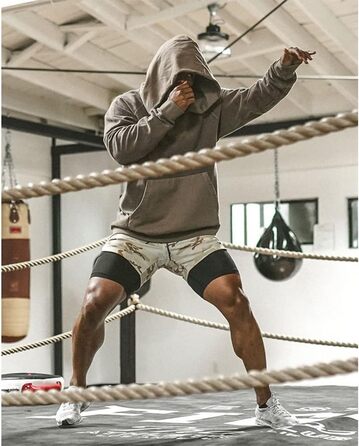 Шорти чоловічі MANUODANNI 2-в-1 спортивні, швидковисихаючі, літні, для занять спортом та тренувань (Чорний, XL)