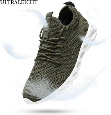 Чоловічі кросівки для бігу та фітнесу Walkingschuhe (Зелені, 47 EU) - Легкі дихаючі спортивні кросівки для вулиці, залу, тенісу, джоггінгу