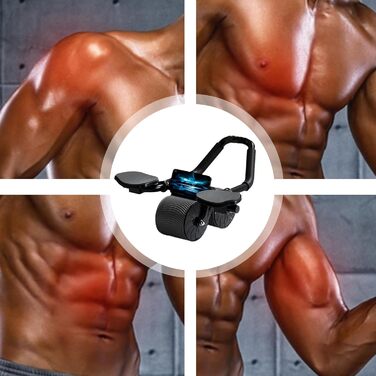 Ролик для пресу з килимком для колін та таймером, автоматичний ролик для пресу для тренування кора, тренажер для пресу з підставкою для ліктів для фітнесу, силових тренувань, домашніх тренувань з таймером