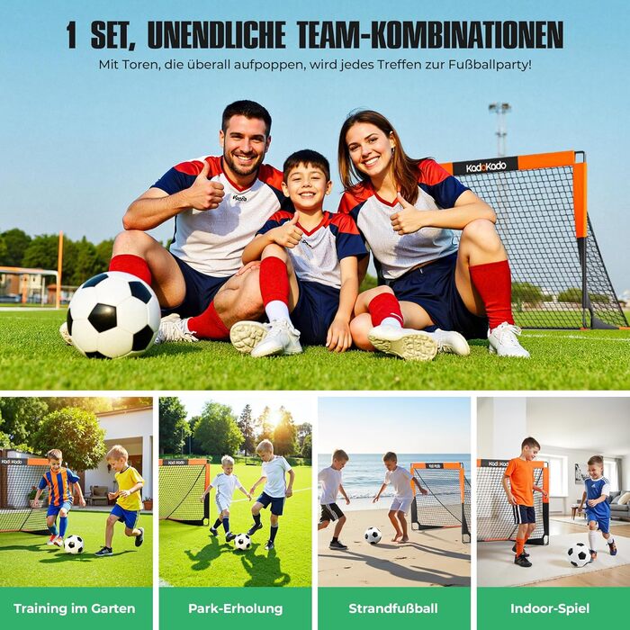 Дитячі футбольні ворота 120x90 см з сумкою для перенесення, для саду та вулиці, Pop-Up ворота з фіберскляних стержнів KD210DP