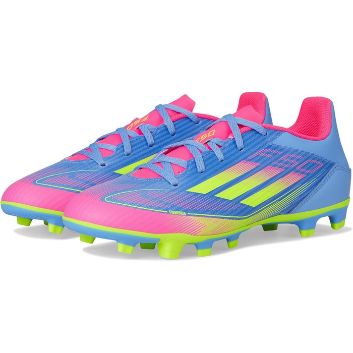 Футбольні бутси adidas F50 Club для унісекс, гнучка підошва, розмір 48 EU, Blue Fusion/Lucid Lemon/Lucid Pink