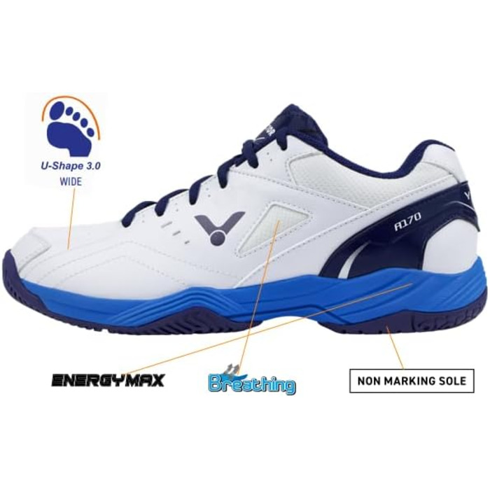 Кросівки для бадмінтону та сквошу Victor SH-A170, унісекс, 44 EU, білі