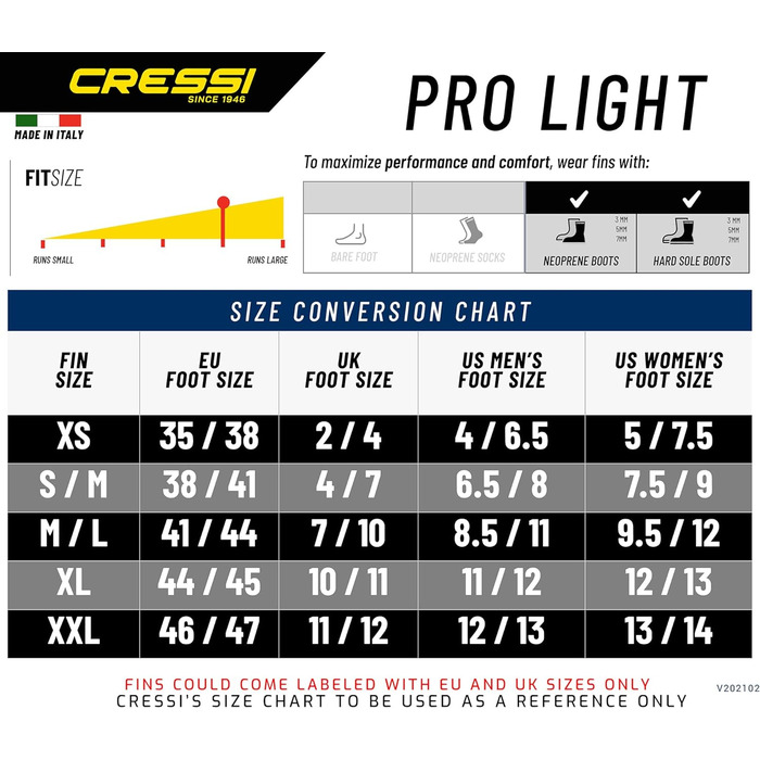 Ласти Cressi Pro Light відкриті, розмір M/L (41/43), чорні, для дайвінгу