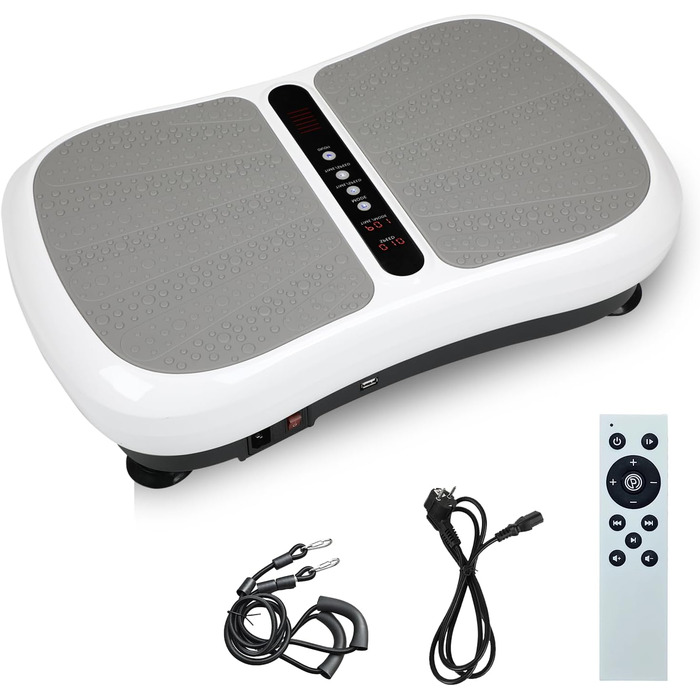 Вібраційна платформа для фітнесу: тренування вдома, 99 рівнів інтенсивності, 5 програм, Bluetooth, масаж, розвиток м'язів, EU-03W