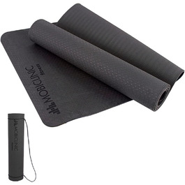 Килимок для йоги Mobiclinic® з ремінєм, 181x61 см, 6 мм, TPE, фіолетовий/чорний