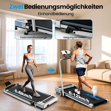 Складана бігова доріжка для дому 5 в 1 Walking Pad, 2.75 к.с., швидкість до 12 км/год, нахил 9%, LED-дисплей, керування через додаток та пульт, до 160 кг, сріблясто-блакитна