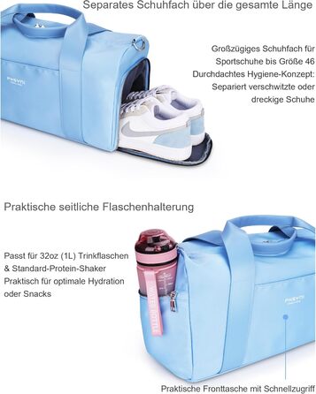 Спортивна сумка 16 дюймів для жінок та дітей з відділенням для взуття та водонепроникним розділенням, фіолетовий колір, 16 розмірів (19 розмірів-блакитний)