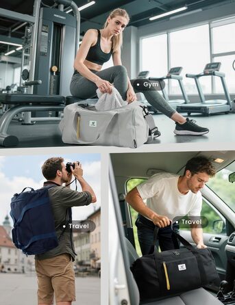 Спортивна сумка SKYSPER 40л з рюкзак-функцією, для спортзалу, подорожей, басейну, сіра