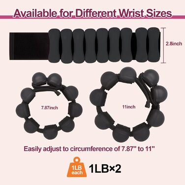 Набір обтяжувачів для ніг та рук WELSPO, 0.9 кг (по 0.45 кг), силіконові обтяжувачі для тренувань, йоги, пілатесу, чорного кольору