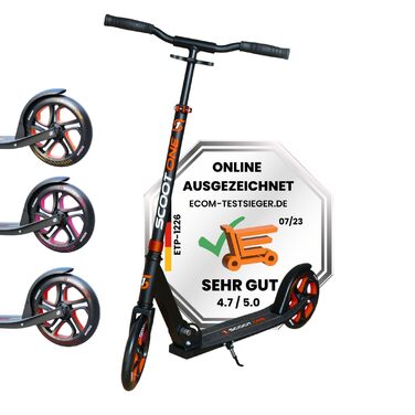 Алюмінієвий самокат S 1 / S 2 – регульований по висоті, ABEC 7, помаранчевий