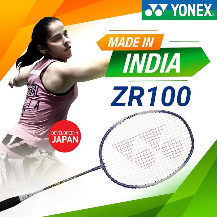 Yonex ZR 100 Легкі алюмінієві бадмінтонні ракетки з чохлом, набір 2 шт., вироблено в Індії