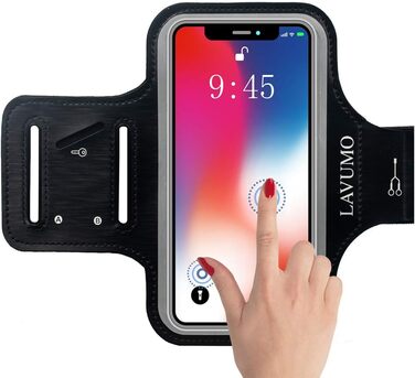 Спортивний браслет на руку для iPhone 16 Pro Max, 16 Plus, 15 Pro Max, 15 Plus, 14 Pro Max, Samsung S24, S23, S22 Ultra. Тримач для телефону на руку для бігу та спорту, чорний. Підходить для телефонів 6.3'-7.0'