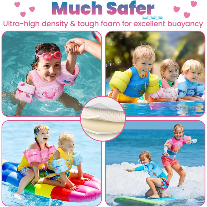 Schwimmflügel HeySplash для дітей 14-30 кг, рожеві, з писником, регульовані, для навчання плаванню