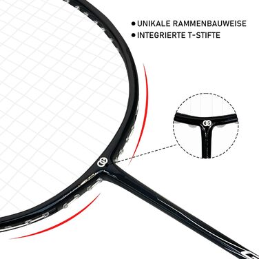 Набір для бадмінтону OGEENIER: 2 ракетки, 2 обмотки, 2 волана, 1 ракетка з сумкою (білий/чорний)