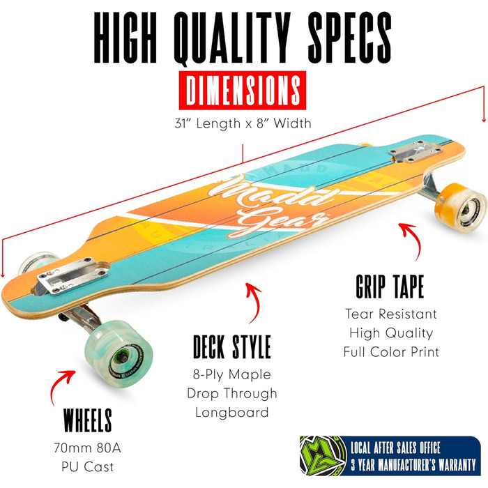 Скейтборд Madd Gear Pro Series Boardwalk 78.7x20.3 см для початківців - Комплект