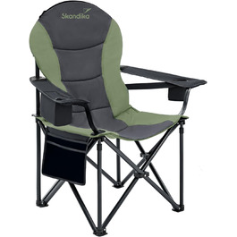 Крісло для кемпінгу Skandika Relax Comfort: розкладне, з підстаканником та охолоджувальним відділенням, до 160 кг, зелено-сіре
