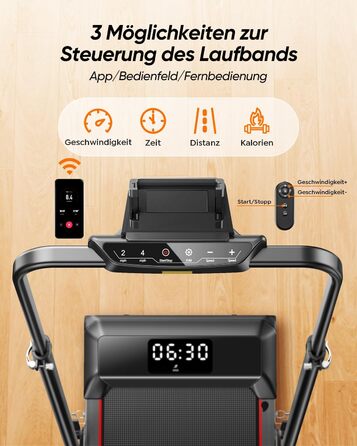 Біговий доріжки для дому з нахилом, 5-в-1, з регулюванням кута, 2.5HP, складний, для дому та офісу, LED-дисплей, до 136 кг, без встановлення (червоний)